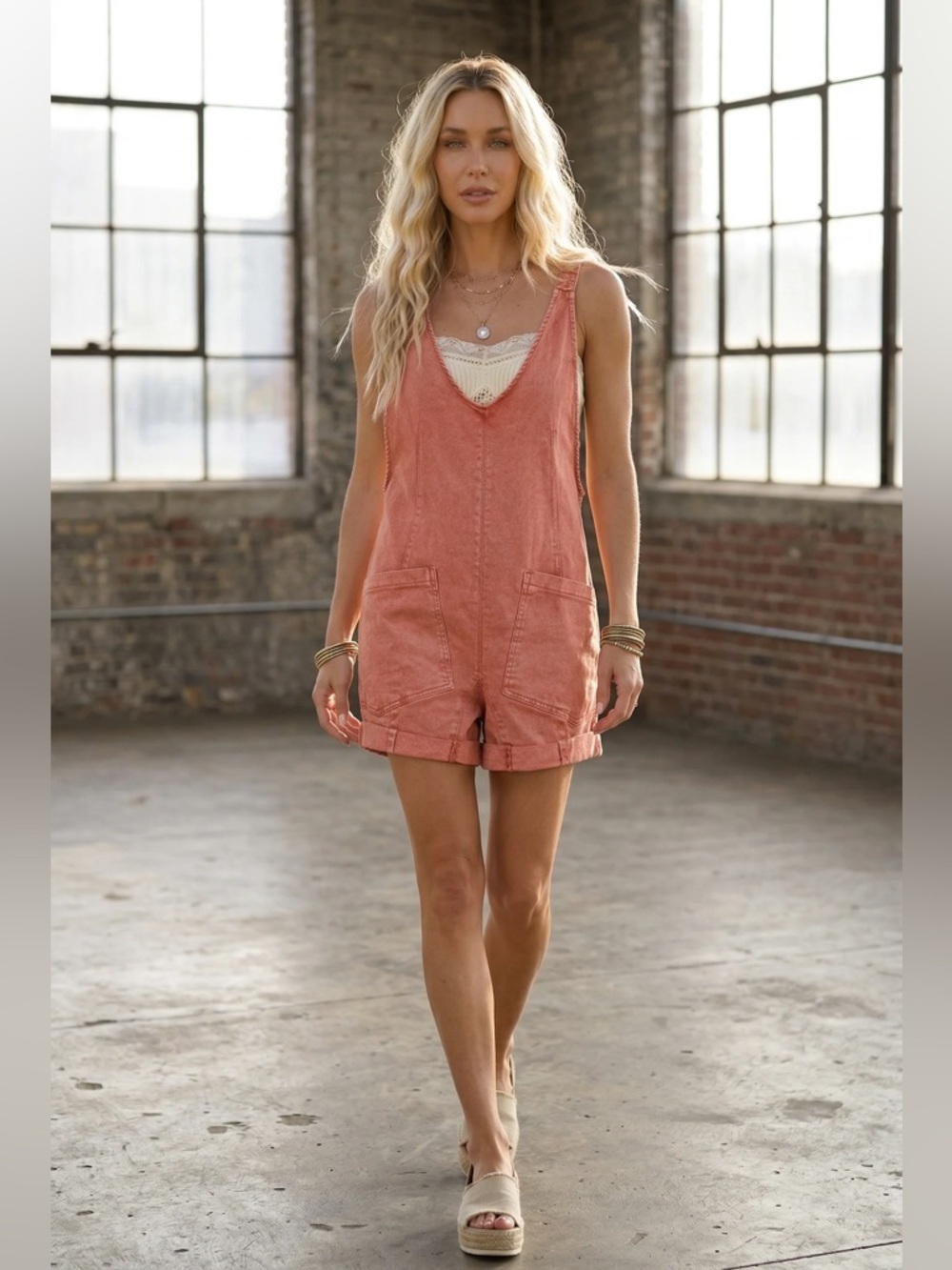 NWT Washed Cabernet Adjustable Buckle Strap Romper Jumper Shortalls - Picture 5 of 7